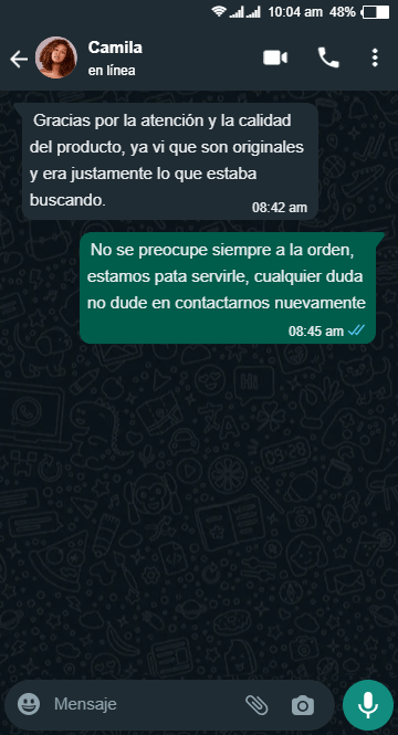Testimonio #1 de WhatsApp