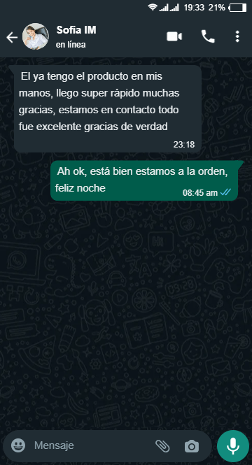 Testimonio #2 de WhatsApp