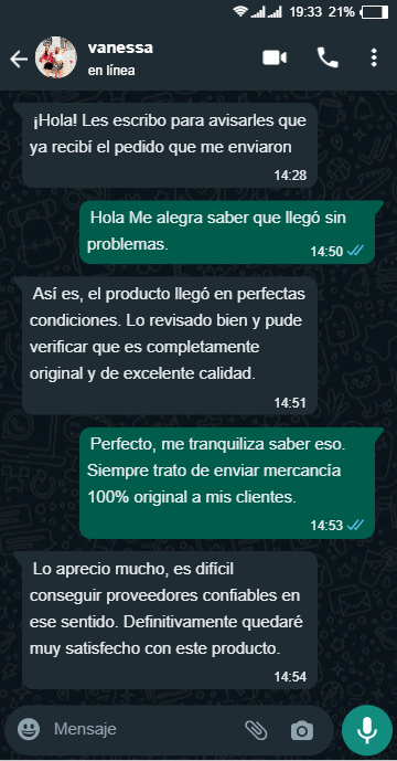 Testimonio #3 de WhatsApp